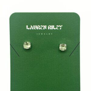 Handcrafted periodt light green aurora crystal stud earrings - silver plated